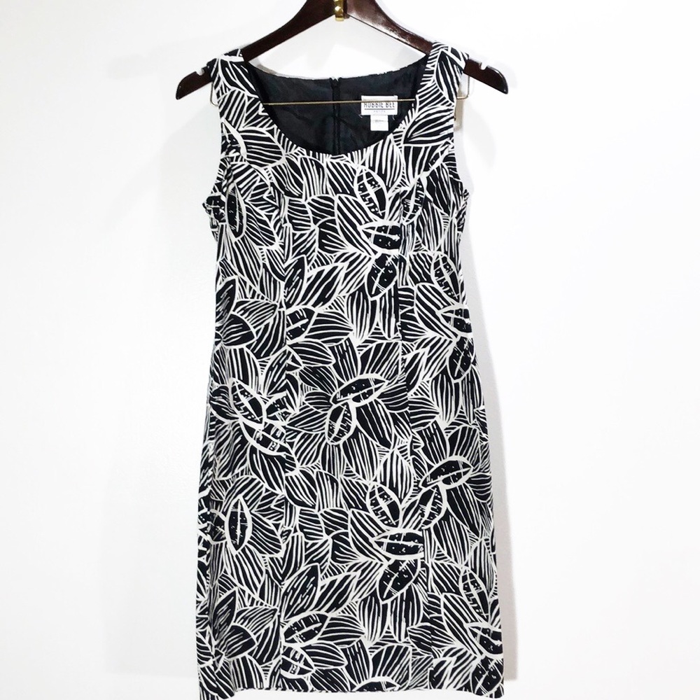 90's Robbie Bee tropical black & white shift dress